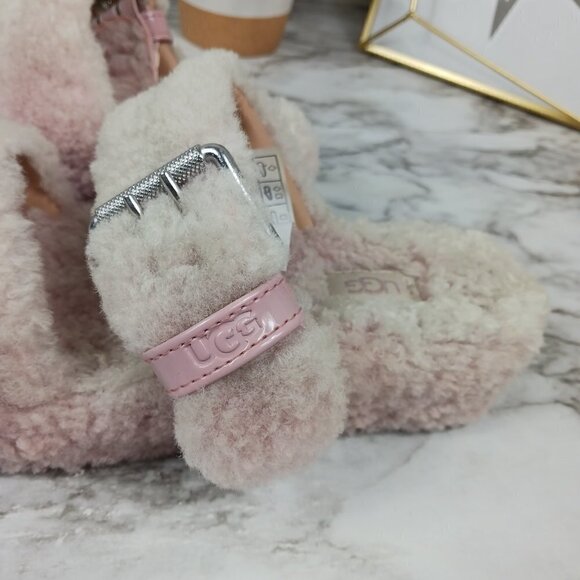 UGG FUZZ YEAH SANDAL SLIPPER ADJUSTABLE WOMEN'S SIZE 8 PINK - Picture 5 of 7